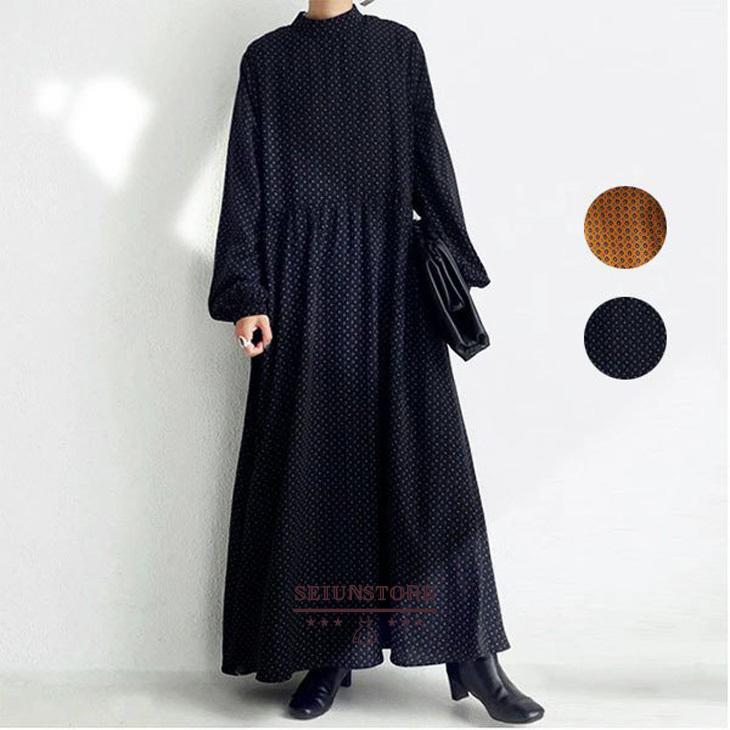 クーポン対象外 マキシワンピース レディース ワンピース おしゃれ 可愛い 黒ワンピ 大きめ 春秋冬 ロング丈 花柄ワンピース 長袖 ゆったり きれいめ ワンピース カラー ブラック Www Harmonylu Com