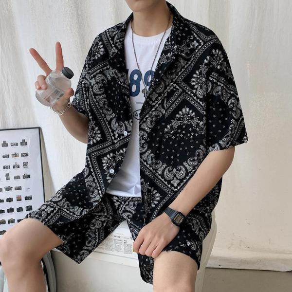 セットアップ メンズ 春夏 半袖 上下セット カジュアルシャツ ハーフ