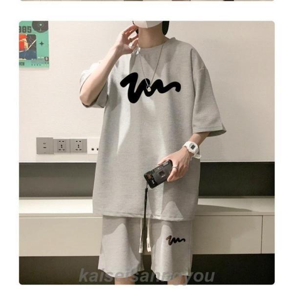上下セット メンズ ゆったり ハーフパンツ Tシャツ 半袖 夏 韓国