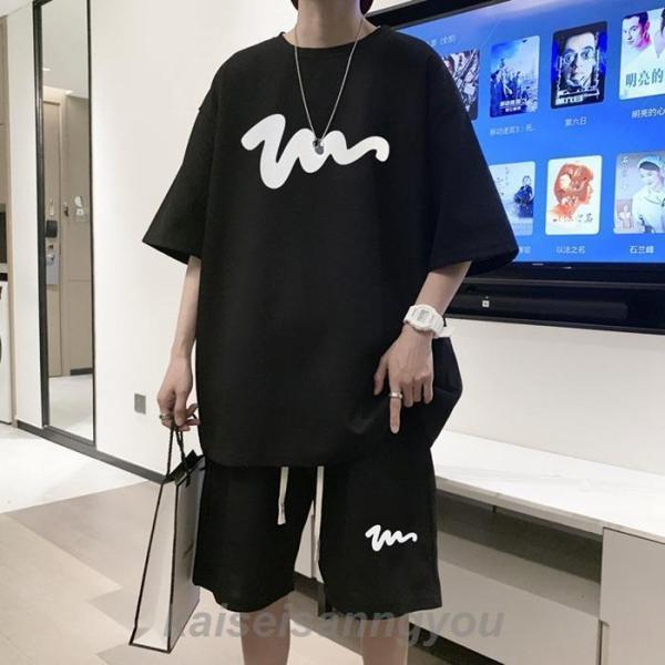 上下セット メンズ ゆったり ハーフパンツ Tシャツ 半袖 夏 韓国