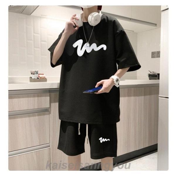 上下セット メンズ ゆったり ハーフパンツ Tシャツ 半袖 夏 韓国