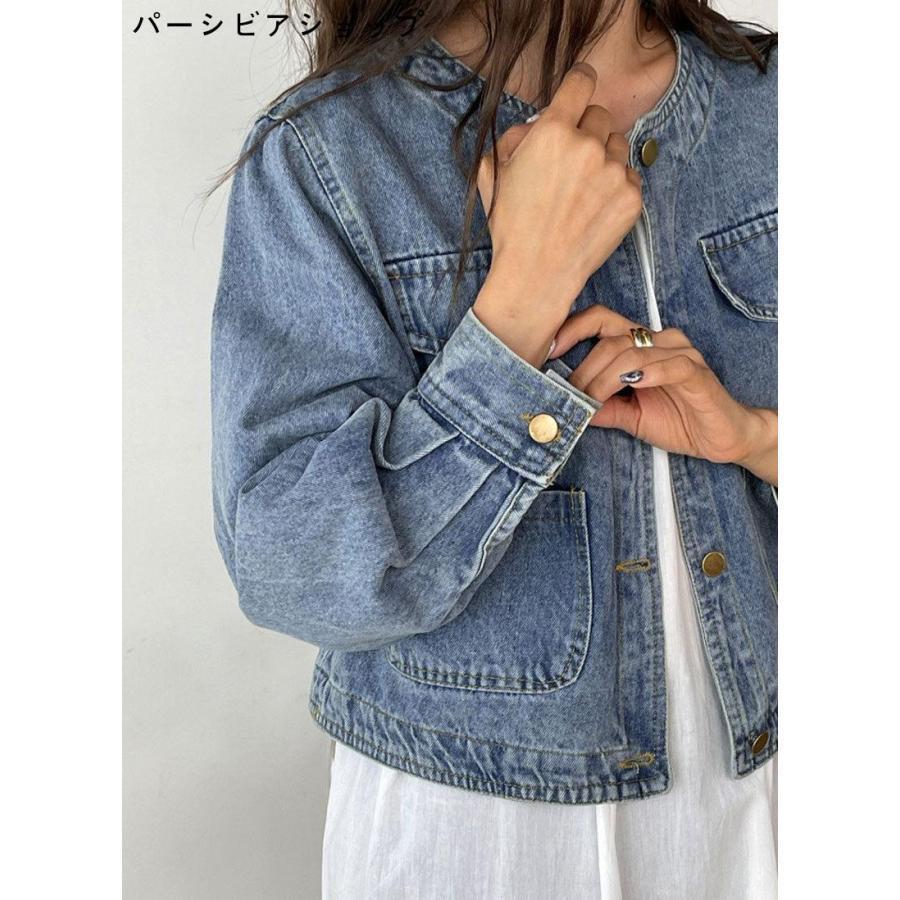 【新品未使用】パシオーネタグ付き ノーカラーデニムジャケット ブルー ショート丈 71vEnvkyvCL._UY350_.jpg