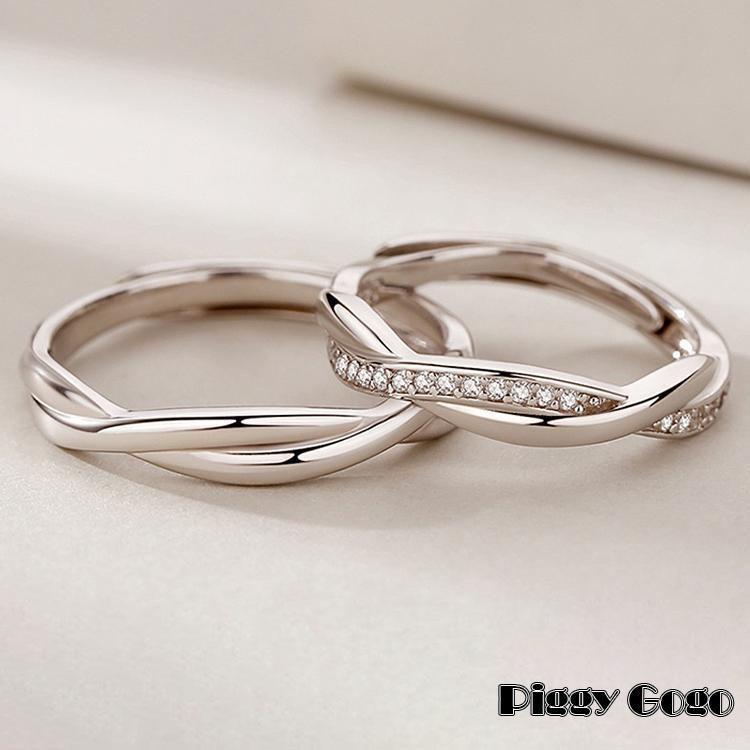 指輪 レディース ダイヤモンドcz ウエーブ ねじり サイズ調整可 ジュエリー メンズ指輪  結婚指輪 格安 記念日 ギフト 母の日ギフトの画像