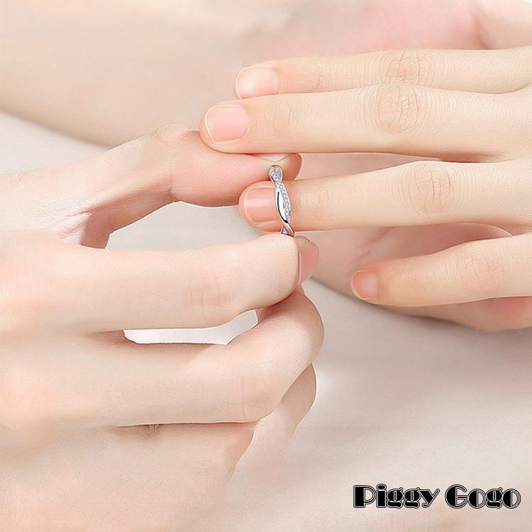 指輪 レディース ダイヤモンドcz ウエーブ ねじり サイズ調整可 ジュエリー メンズ指輪  結婚指輪 格安 記念日 ギフト 母の日ギフトの画像