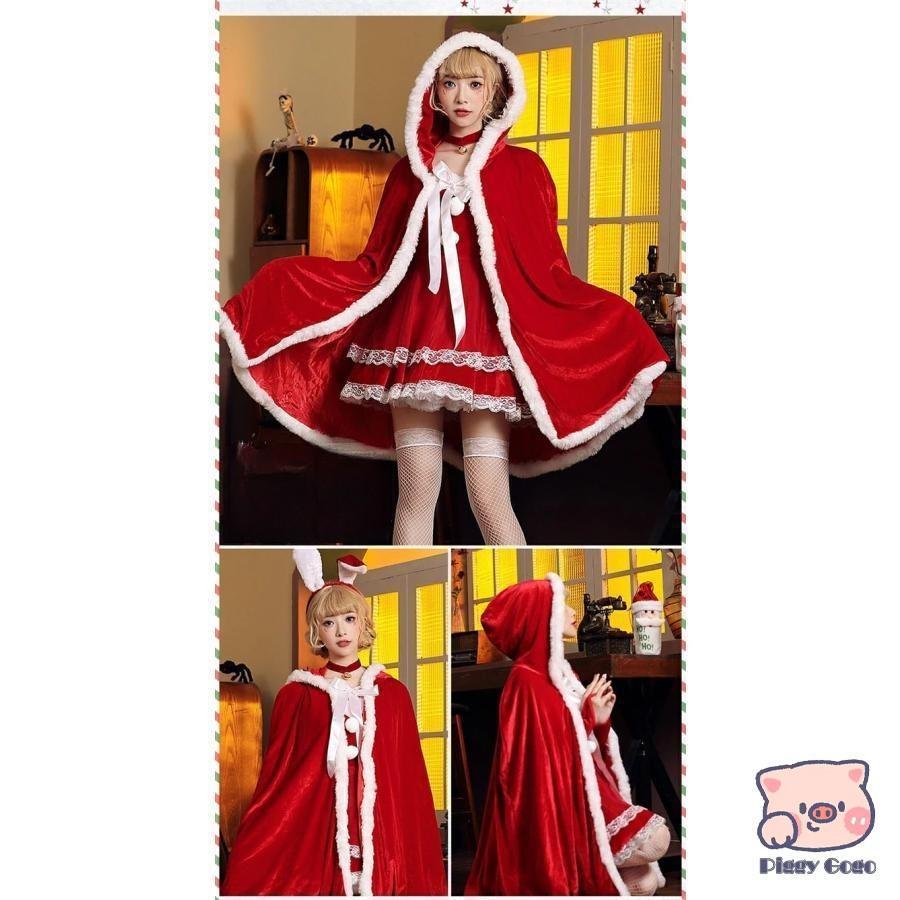 サンタ コスプレ マント レディース ポンチョ ケープ クリスマス 95cm