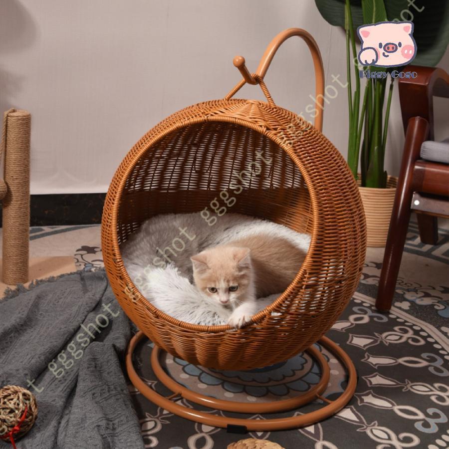 籐製 キャット ハウス ちぐらタイプ 猫小屋 猫ベッド キャットハウス