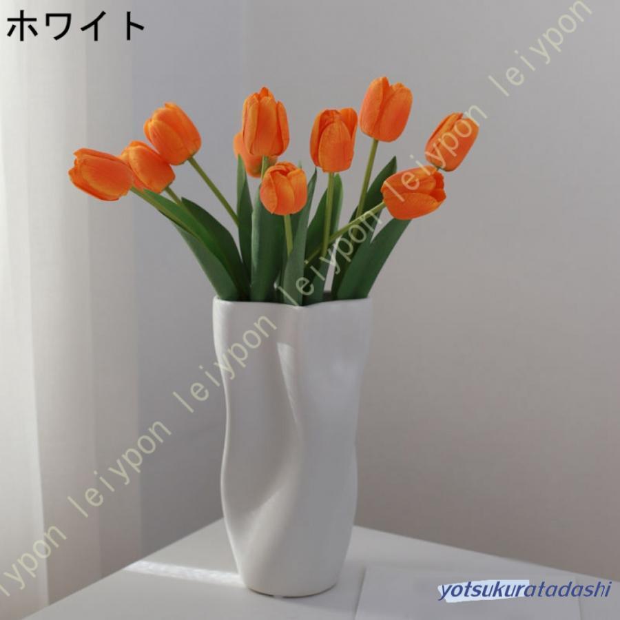 花瓶 陶器 おしゃれ 大きい かびん 花立て 白 セラミック モダン