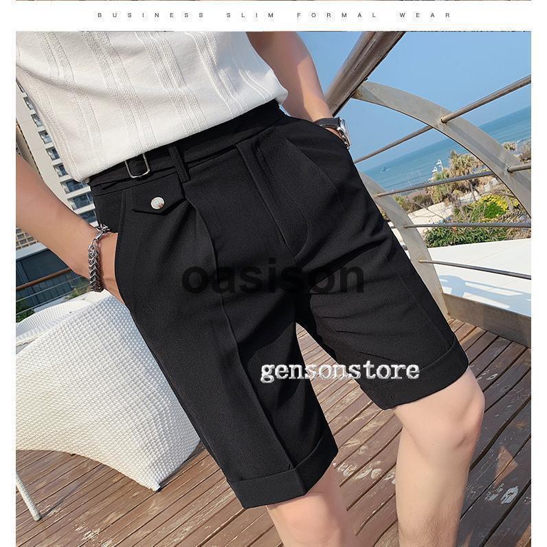 新作 ハーフパンツ スラックス メンズ 夏用 クールビズ 洗える