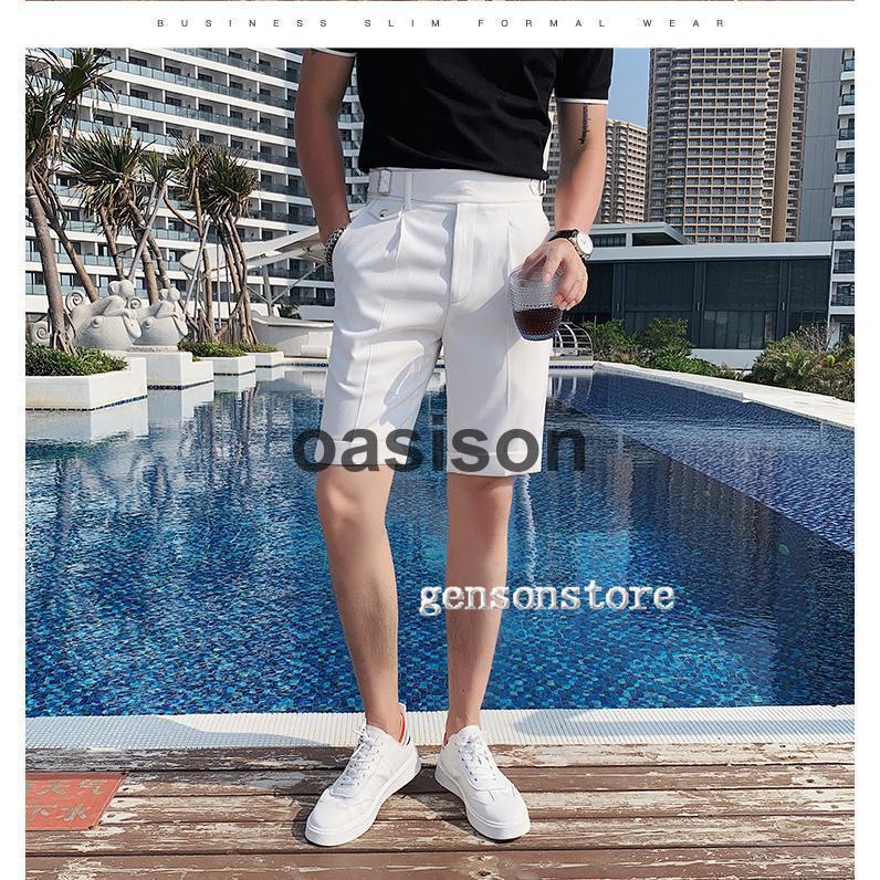 新作 ハーフパンツ スラックス メンズ 夏用 クールビズ 洗える