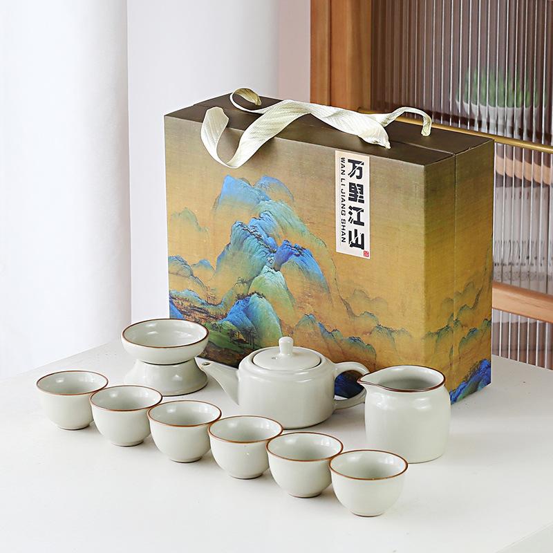 中国茶器セット 中国茶器 茶器 急須セット 湯呑み 汝窯 開運グッズ 景