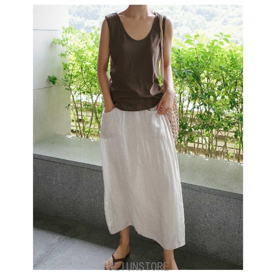 キュロットスカート 春 スカート パンツ フェイクスカート 麻