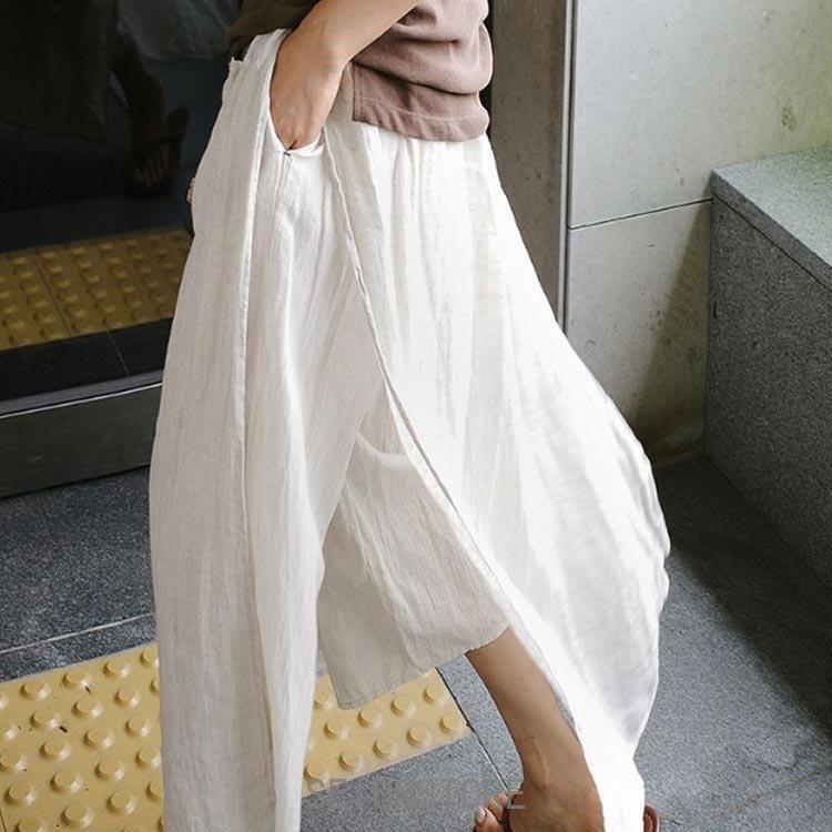 キュロットスカート 春 スカート パンツ フェイクスカート 麻