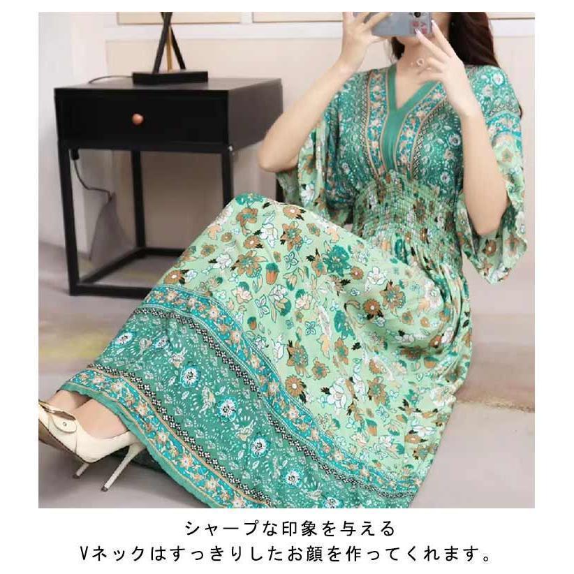 リゾートワンピース 半袖 総柄 エキゾチック 海 夏 花柄 ワンピース