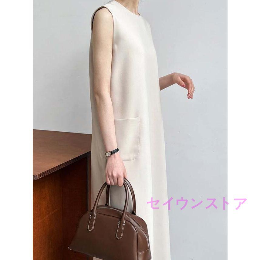 Since Then 上品 ノースリーブ ドレス 着痩せ ワンピース 無地 Since Then 上品 ノースリーブ ドレス 着痩せ ワンピース 無地