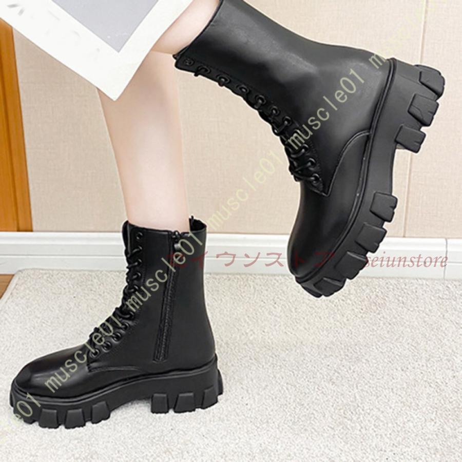 ZARA人気完売新品レースアップアンクルブーツ革⭐送料無料厚底ショートブーツM レースアップ厚底ショートブーツ[zr1328] | レディース