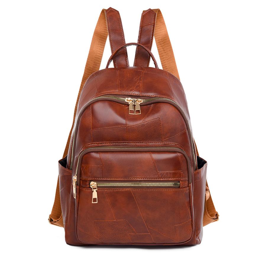 ミニリュックロゴレザーブラウン 牛革 ミニ リュック バックパック 本革 レザー かわいい