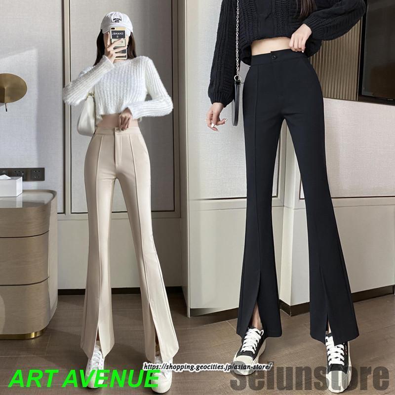 フレアパンツ レディース ハイウエスト センターシーム 韓国 フレアパンツ レディース ハイウエスト センターシーム 韓国