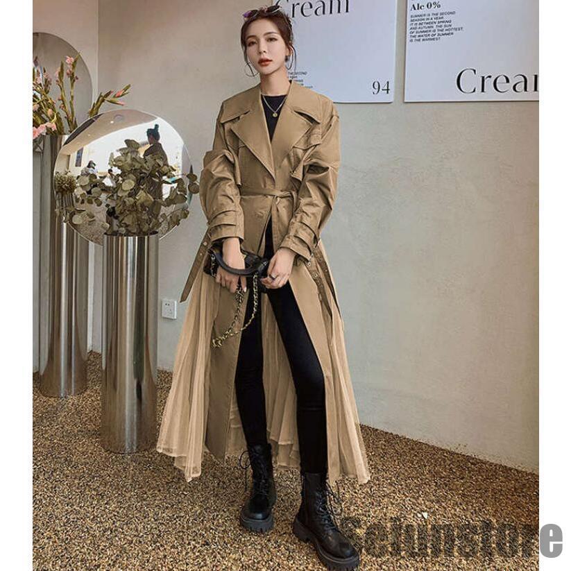 トレンチコート レディース スプリングコート 春 秋 フレア裾 バック