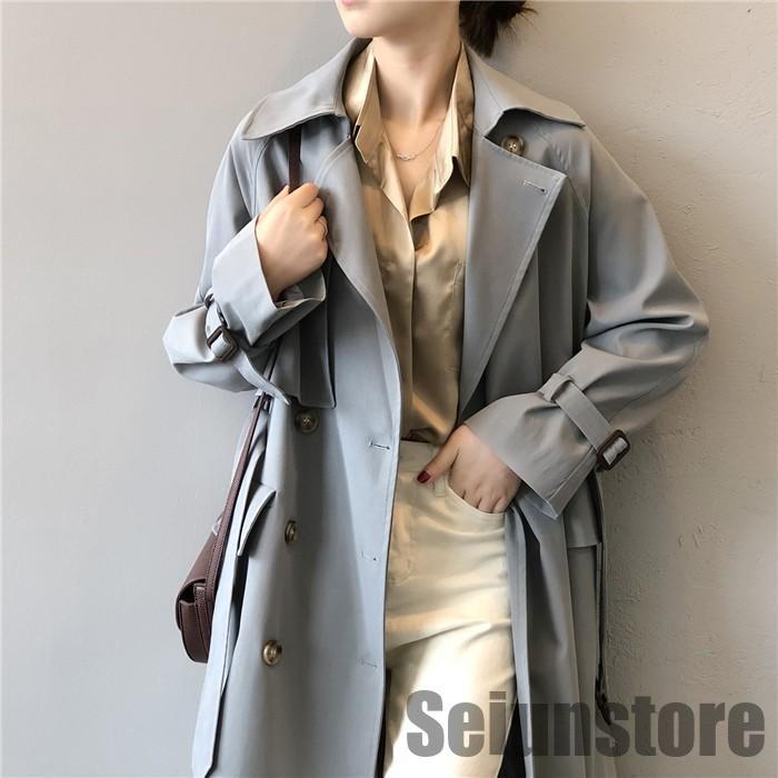 トレンチコート レディース 秋コート 長袖 ロング丈 アウター