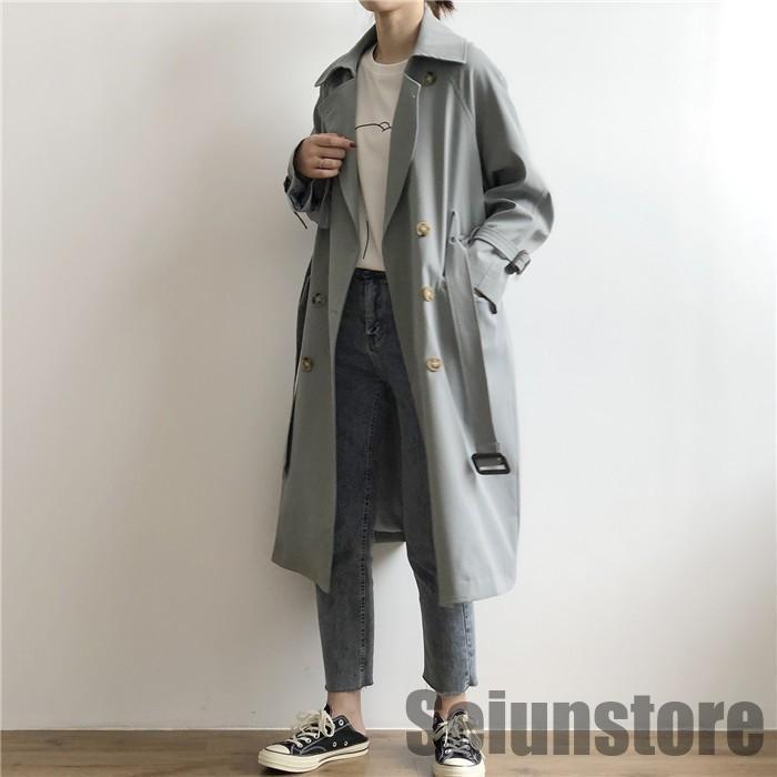 トレンチコート レディース 秋コート 長袖 ロング丈 アウター