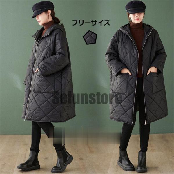 ダウンコート レディース フード付き ダウンジャケット ミディアム丈 中綿コート アウター 秋冬コート 防寒コート シンプル ジップ 着痩せ 保暖 防寒 暖かい ダウンコート レディース フード付き ダウンジャケット ミディアム丈