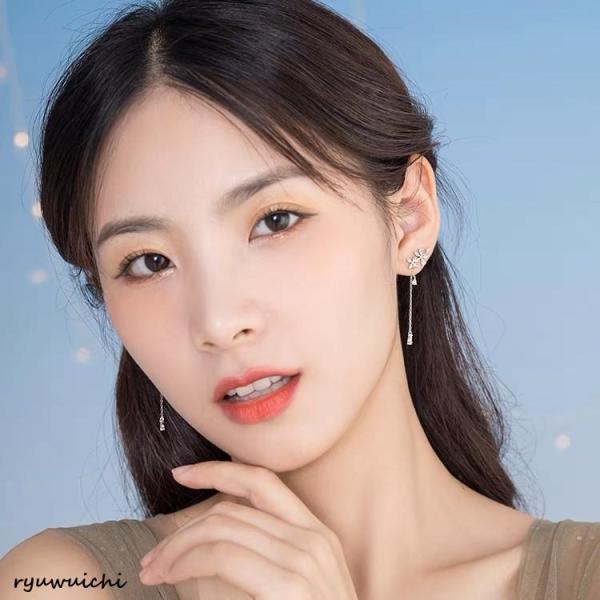 ピアス レディース 揺れる お花 チェーン オシャレ 大人可愛い 上品 2way プラチナ仕上げ シルバー925 女性  誕生日プレゼントの画像