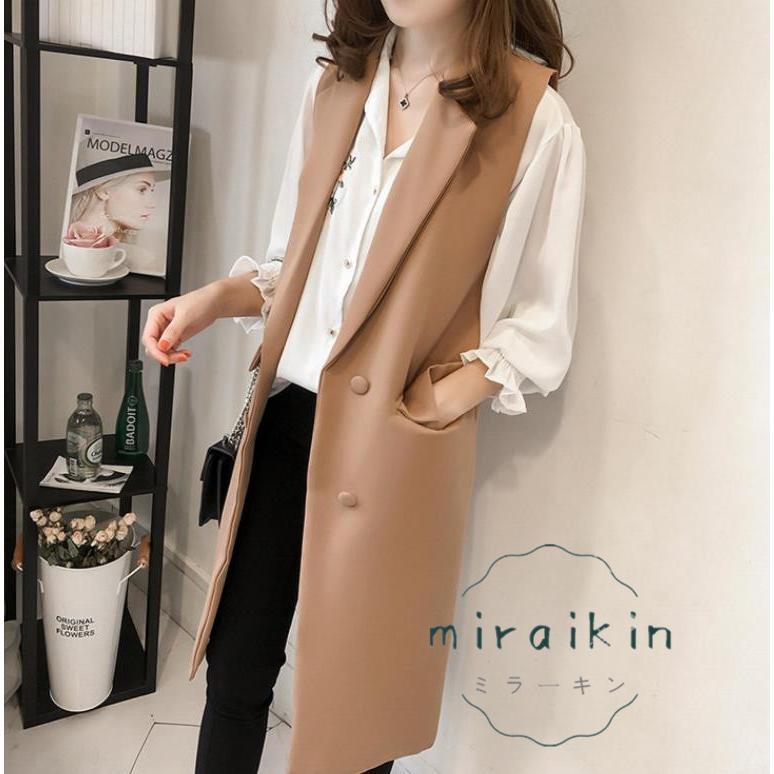 Aga　ロングベストアウター　ジレ 新品未使用 Aga ネイビーロングベスト ジレ 2025年最新】アーガ