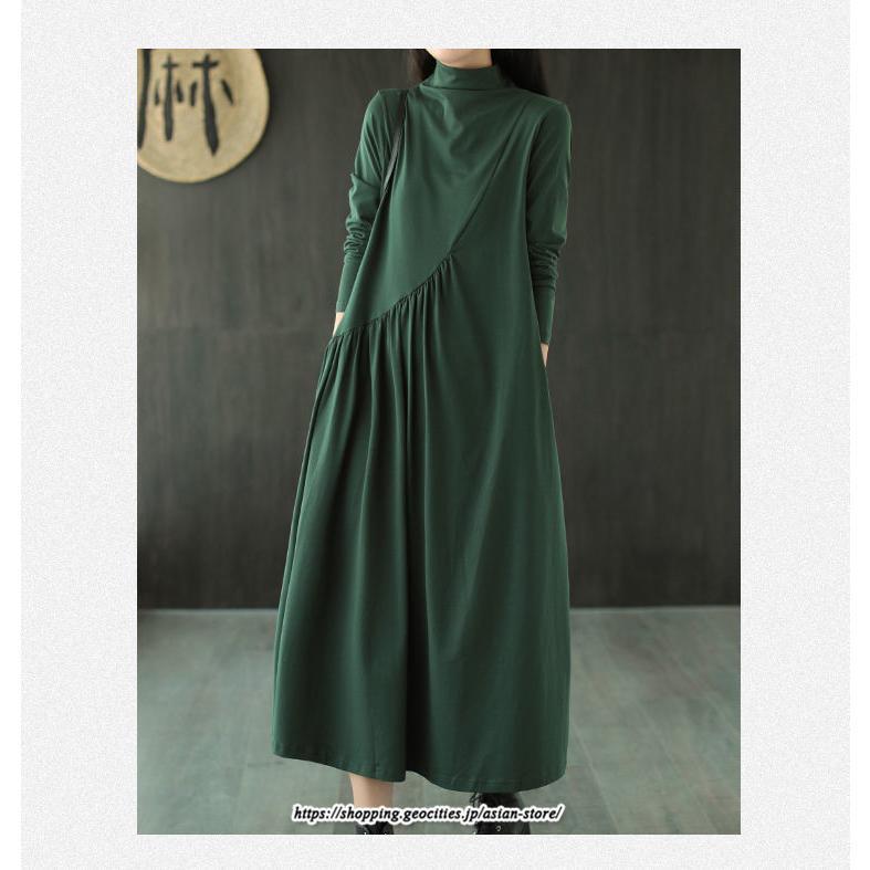 ワンピース レディース 秋物 長袖 カジュアル ロング Aライン