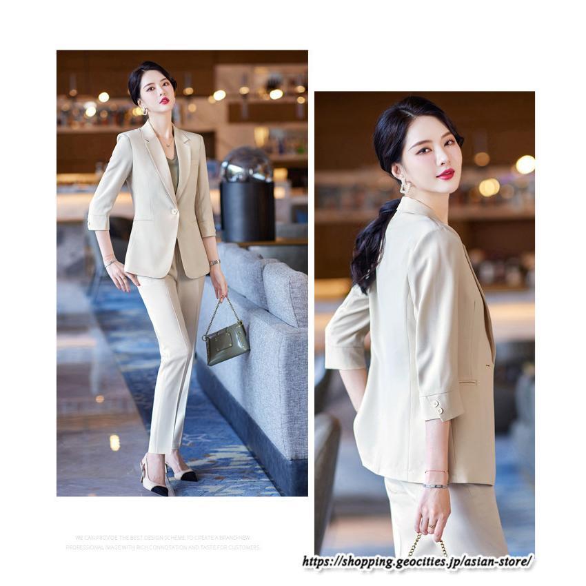 七分袖パンツスーツ レディース 春夏服 夏スーツ 7分袖 七分袖パンツスーツ レディース 春夏服 夏スーツ 7分袖