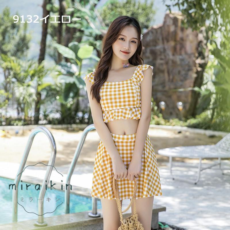 水着 レディース ビキニ スカート チェック柄 2点セット 20代 30