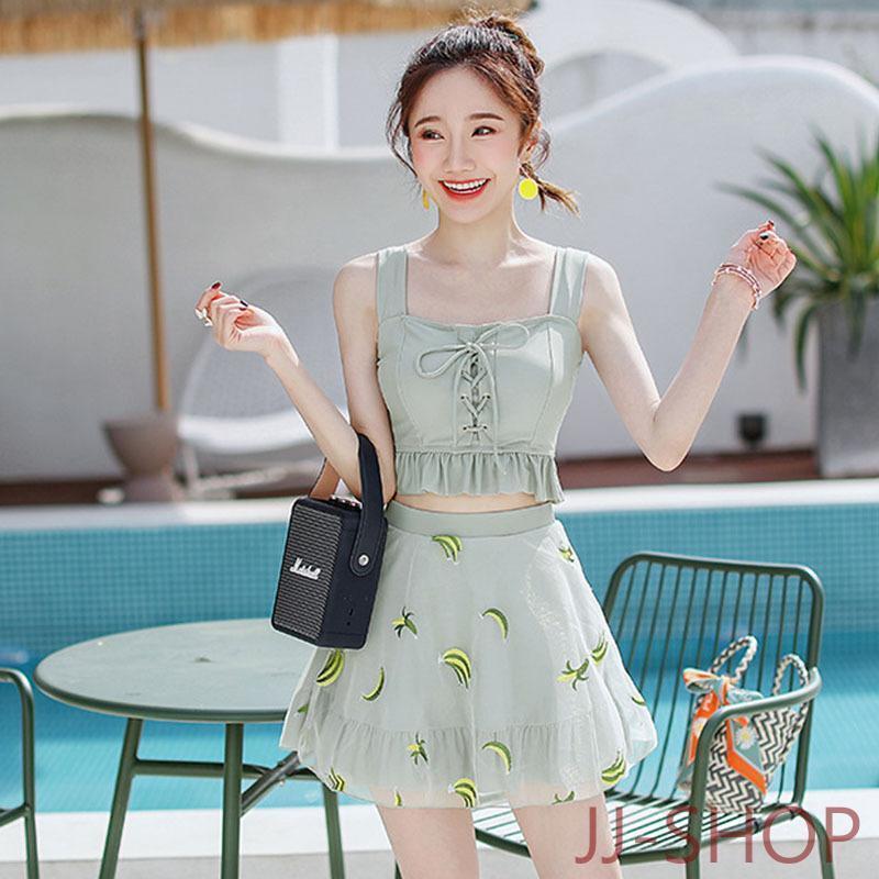 水着 レディース フリル 可愛い 韓国 3点セット体型カバー 小胸