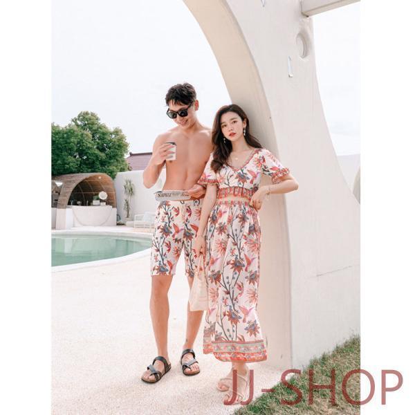 水着ペア ペアルック カップル水着 レディース メンズ 花柄