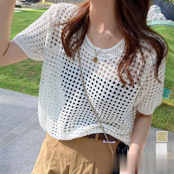 メッシュサマーニット レディース半袖夏服 : セイウンストア - 通販
