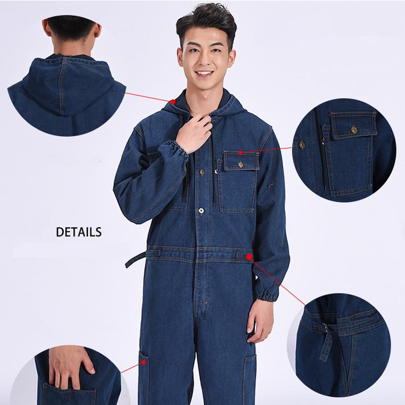 デニム作業服 作業着セットアップ メンズ オーバーオール ジャケット+