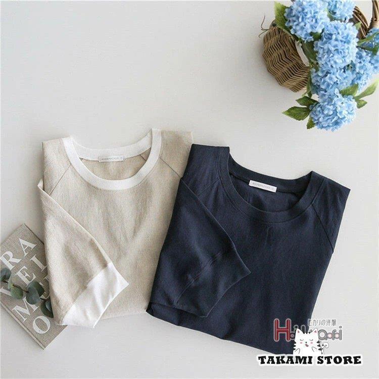 七分袖 カットソー レディース 7分袖Tシャツ オーバーサイズ トップス
