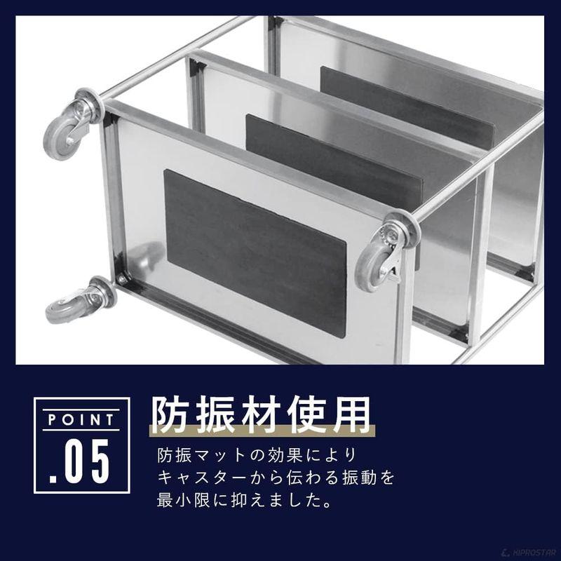 厨房専門店　安吉　ステンレス　ワゴン　3段　キャスター付き　丸パイプ　組立式　PRO-L3　(フラット)