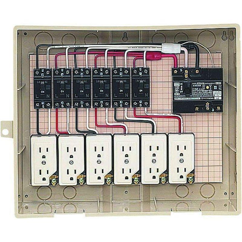 未来工業　屋外電力用仮設ボックス　漏電しゃ断器・分岐ブレーカ・コンセント内蔵　ELB組込品　14-6C