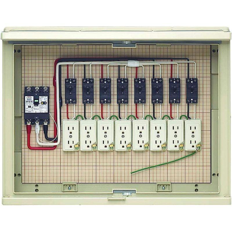 未来工業　屋外電力用仮設ボックス　漏電しゃ断器・分岐ブレーカ・コンセント内蔵　ELB組込品　17A-8C6