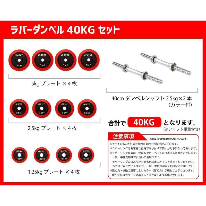 IROTEC（アイロテック） ラバー ダンベル 40KGセット（片手20kg×2個）スチールダンベル筋トレ 筋力トレーニング ダイエット器具 IROTEC アイロテック ラバー ダンベル 40KGセット 片手20kg×2個 スチールダンベル筋トレ 筋力トレーニング ダイエット器具