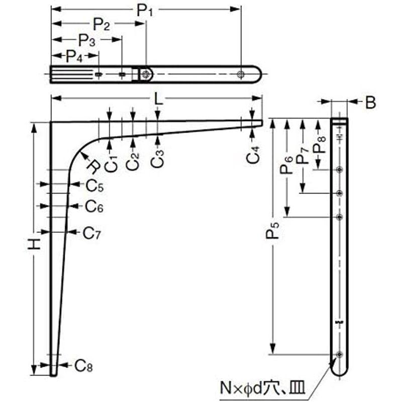 スガツネ工業(LAMP)　BTK-380W　棚受　H378×L318　(10入1ケース)