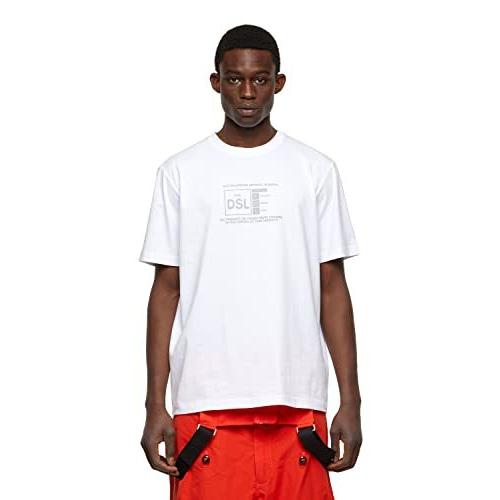 【同梱不可】 プリント Tシャツ メンズ DIESEL (ディーゼル) 半袖 100 ホワイト M A018360HAYU クルーネック 半袖