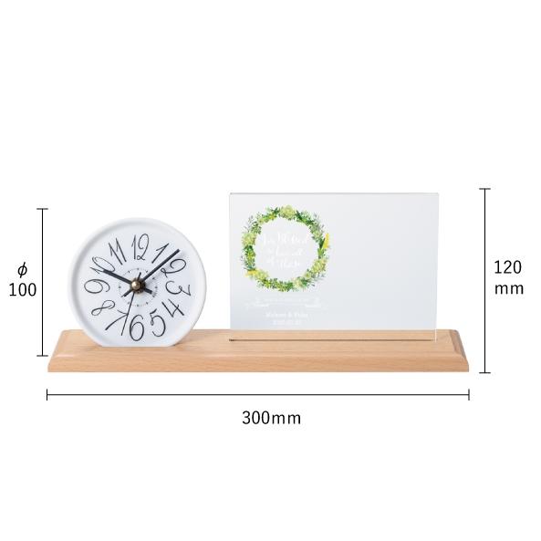 結婚式披露宴ご両親プレゼント Photo\u0026Clock ナチュラル（wrease花輪） フォトクロック 096WDAの画像