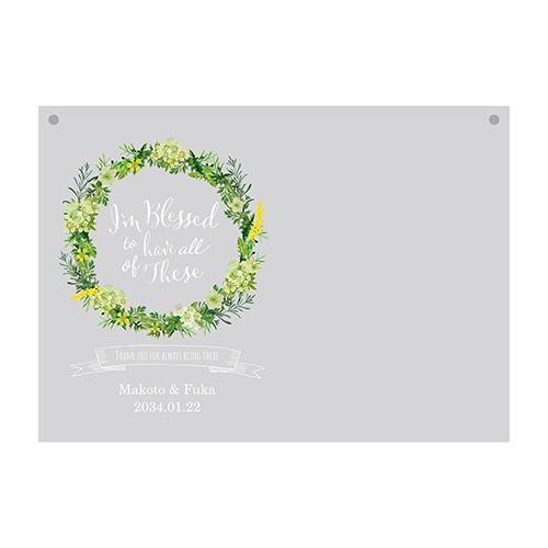 結婚式披露宴ご両親プレゼント Photo\u0026Clock ナチュラル（wrease花輪） フォトクロック 096WDAの画像