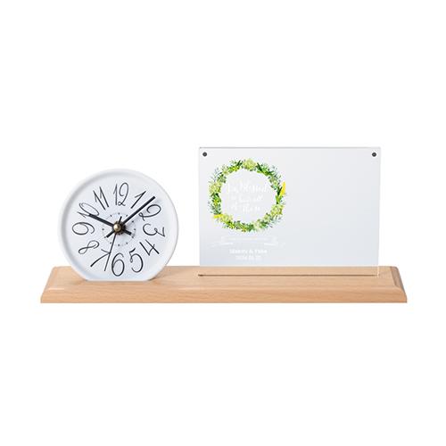 結婚式披露宴ご両親プレゼント Photo\u0026Clock ナチュラル（wrease花輪） フォトクロック 096WDAの画像