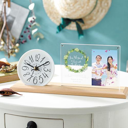 結婚式披露宴ご両親プレゼント Photo\u0026Clock ナチュラル（縁花） フォトクロック 096WDCの画像