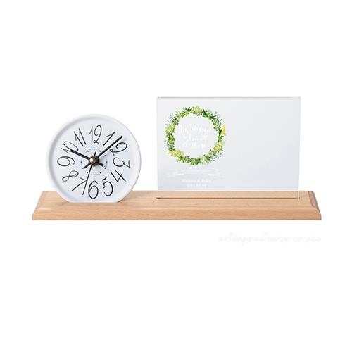 結婚式披露宴ご両親プレゼント Photo\u0026Clock ブラウン（wrease花輪）フォトクロック 097WDAの画像