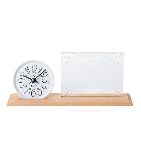 結婚式披露宴ご両親プレゼント Photo\u0026Clock ブラウン（縁花）フォトクロック 097WDCの画像