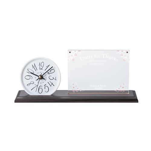 結婚式披露宴ご両親プレゼント Photo\u0026Clock ブラウン（縁花）フォトクロック 097WDCの画像