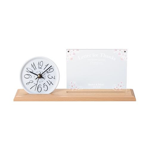 結婚式披露宴ご両親プレゼント Photo\u0026Clock ブラウン（縁花）フォトクロック 097WDCの画像