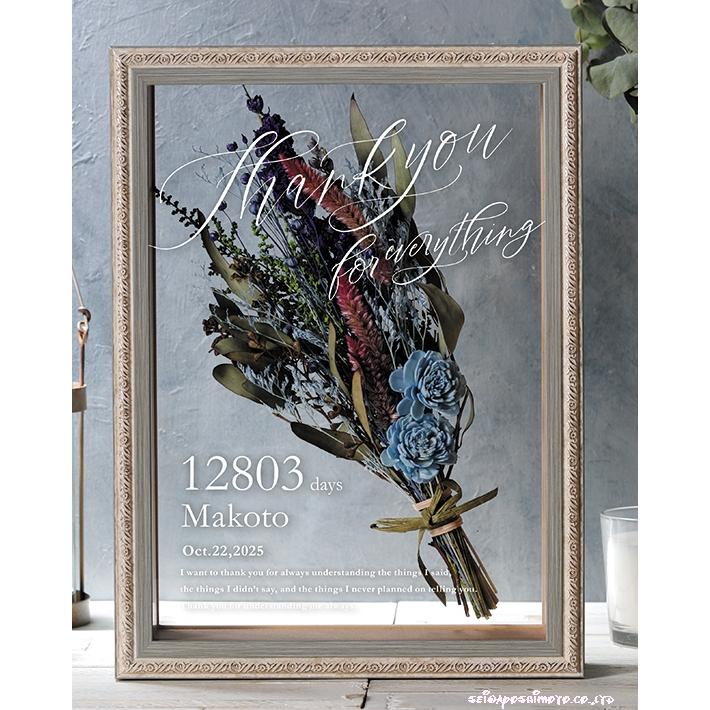 結婚式披露宴ご両親プレゼント サンクスフラワーボックス ブルー